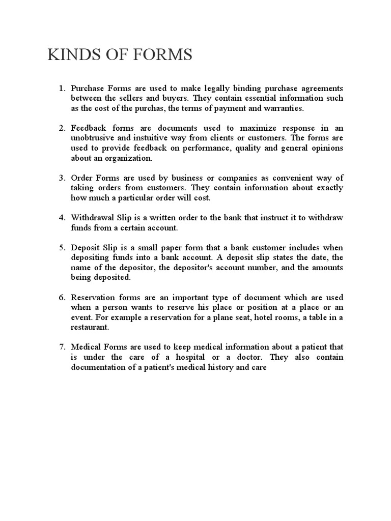 Kinds of Forms PDF