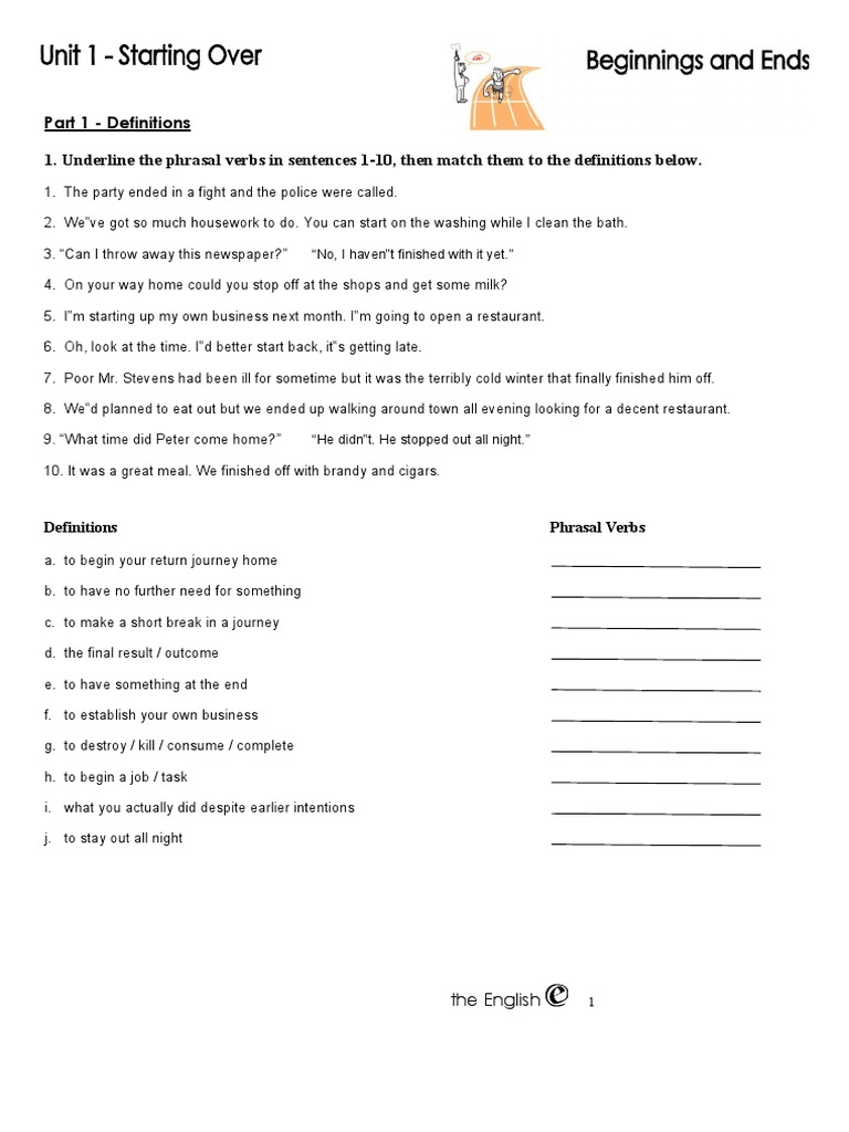 Phrasal Verbs Practice And Definitions Pdf