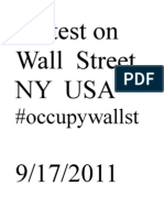 Protest On Wall Street Ny Usa 9/17/2011: #Occupywallst