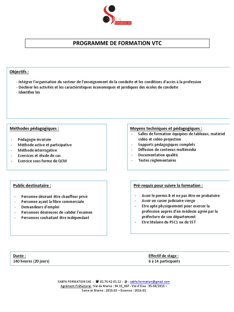Formation VTC : Théorie et Pratique | PDF