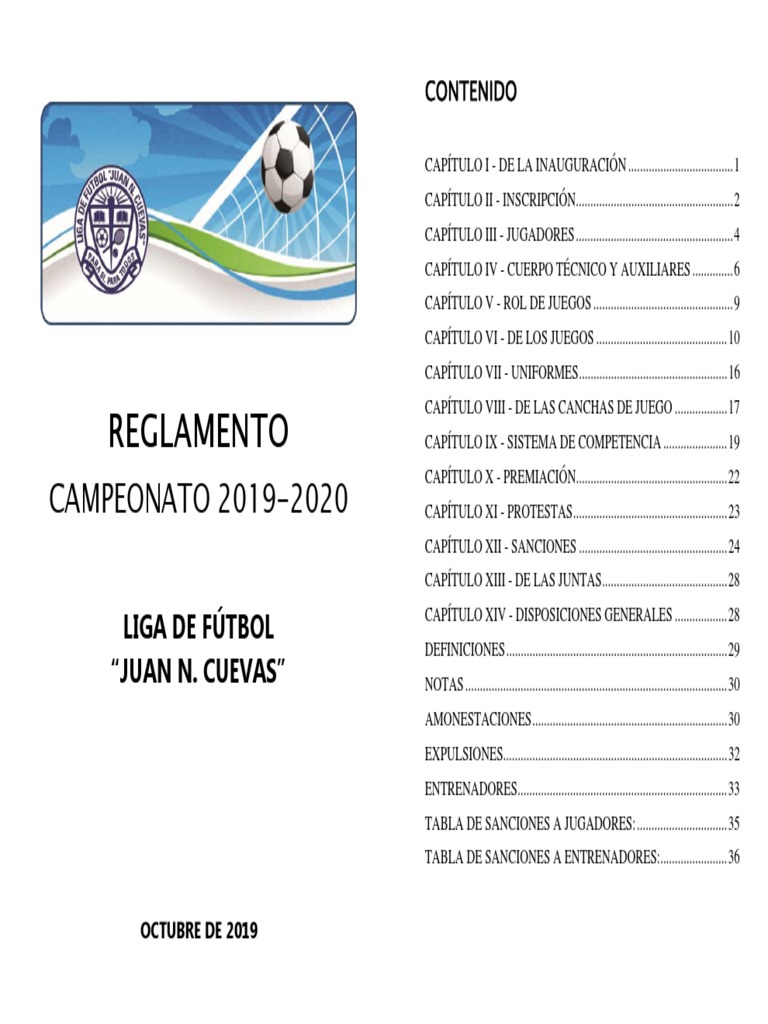 Reglamento 20192020 Liga N Cuevas | PDF