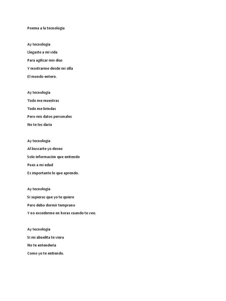 Poema A La Tecnología | PDF