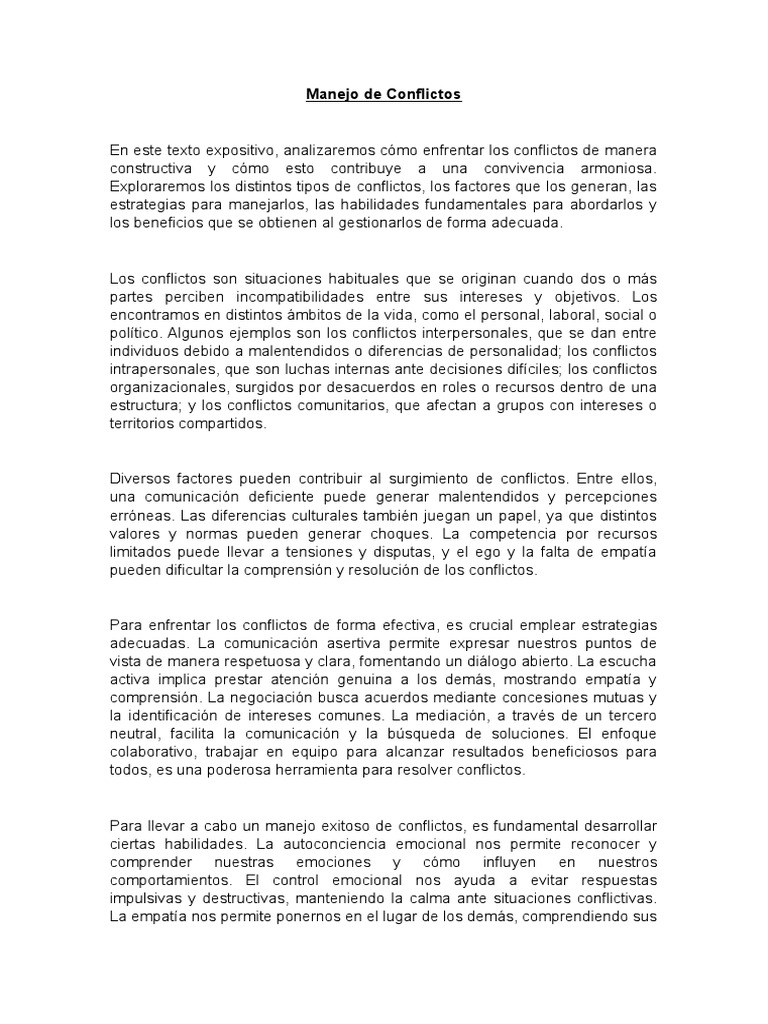 Manejo de Conflictos | PDF | Empatía | Las emociones
