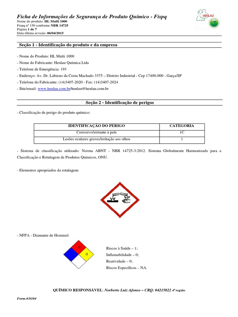 Fispq HL Multi 1000 (GHS) | PDF | Química