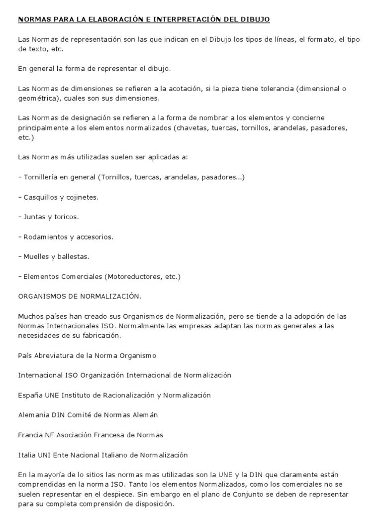 NORMAS PARA LA ELABORACIÓN E INTERPRETACIÓN DEL DIBUJO | Dibujo ...