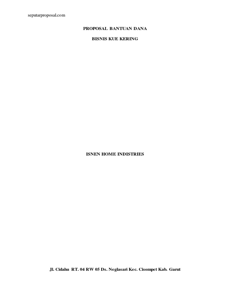 Proposal Bantuan Dana Bisnis Kue Kering Pdf