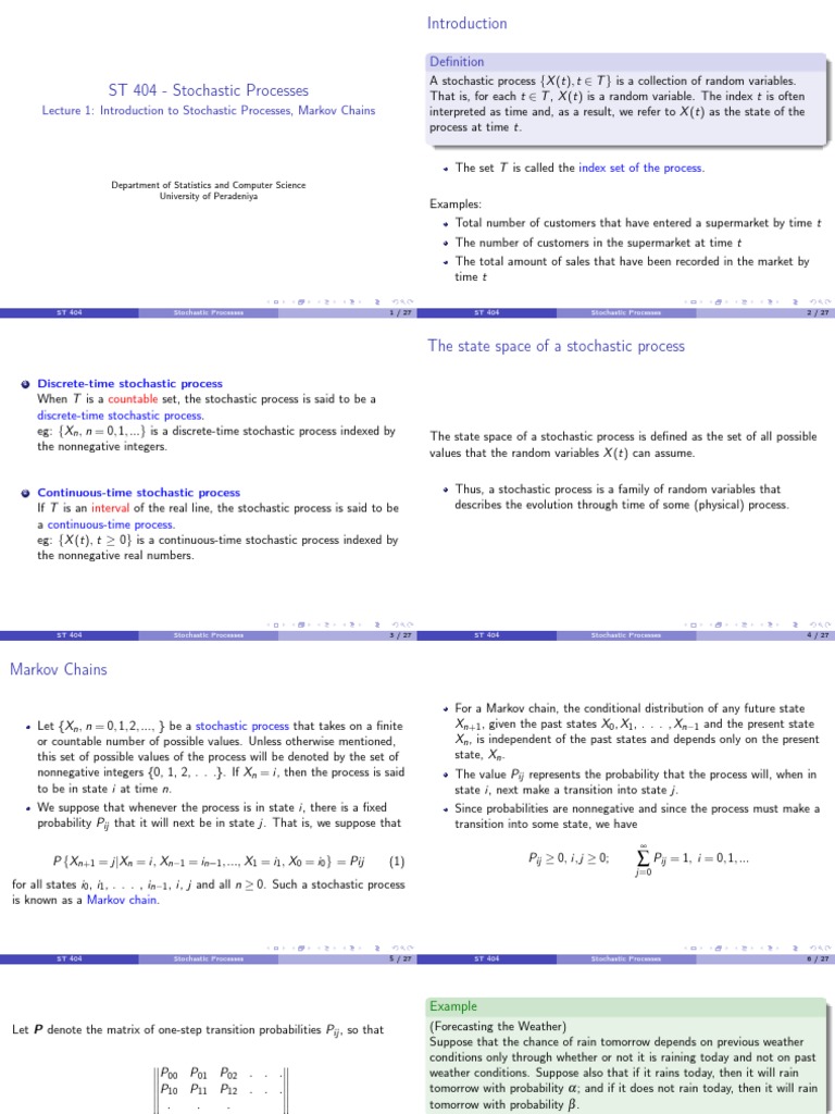 ST404 Lecture Note 1 | PDF | Stochastic Process | Markov Chain
