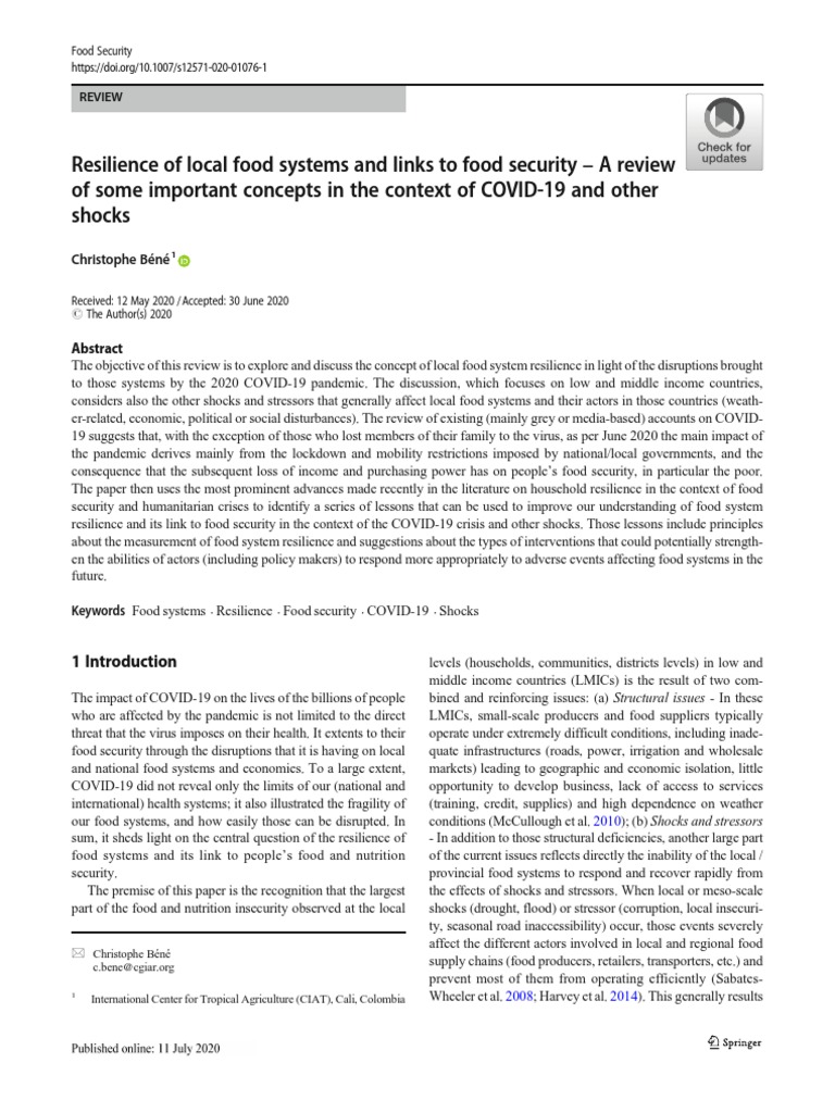 Resilience And Household Food Security: A Review Of Concepts – LWILEX