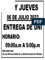 Hoy Jueves Entrega de Dni