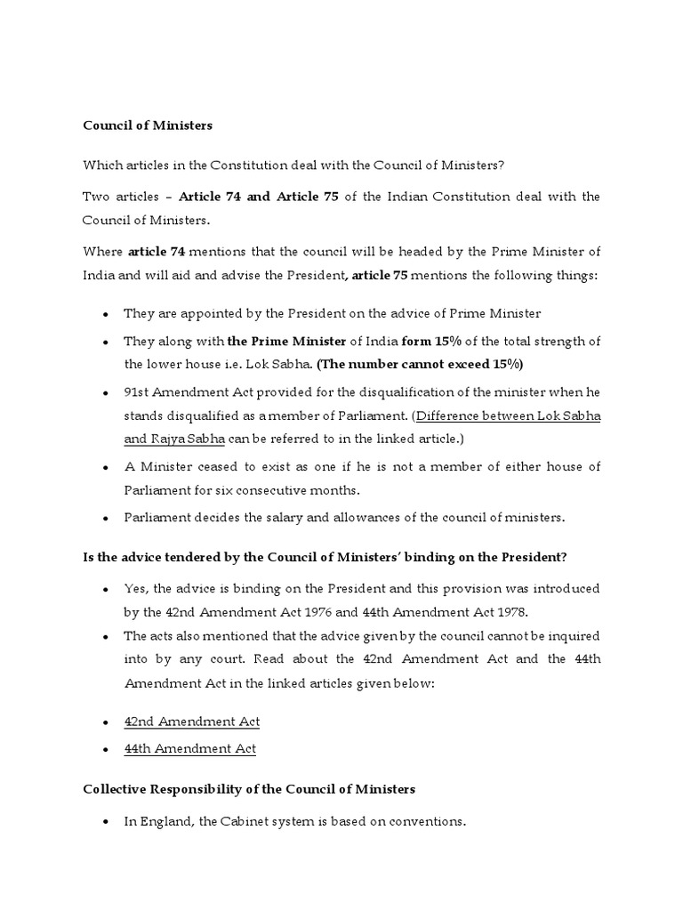 Council of Ministers | PDF