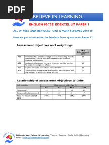 All Past Questions - Mark Schemes For of Mice and Men 2012 8 Edexcel IGCSE