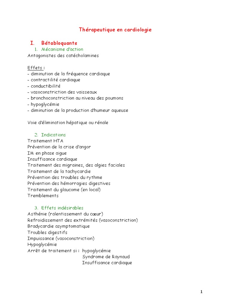 Thérapeutiques en cardiologie : Médicaments clés | PDF | Hypertension ...