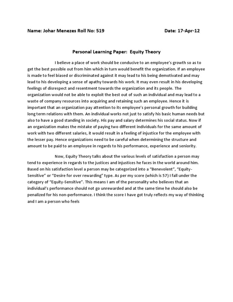 Equity Theory Are You Getting A Fair Deal - rihtedv
