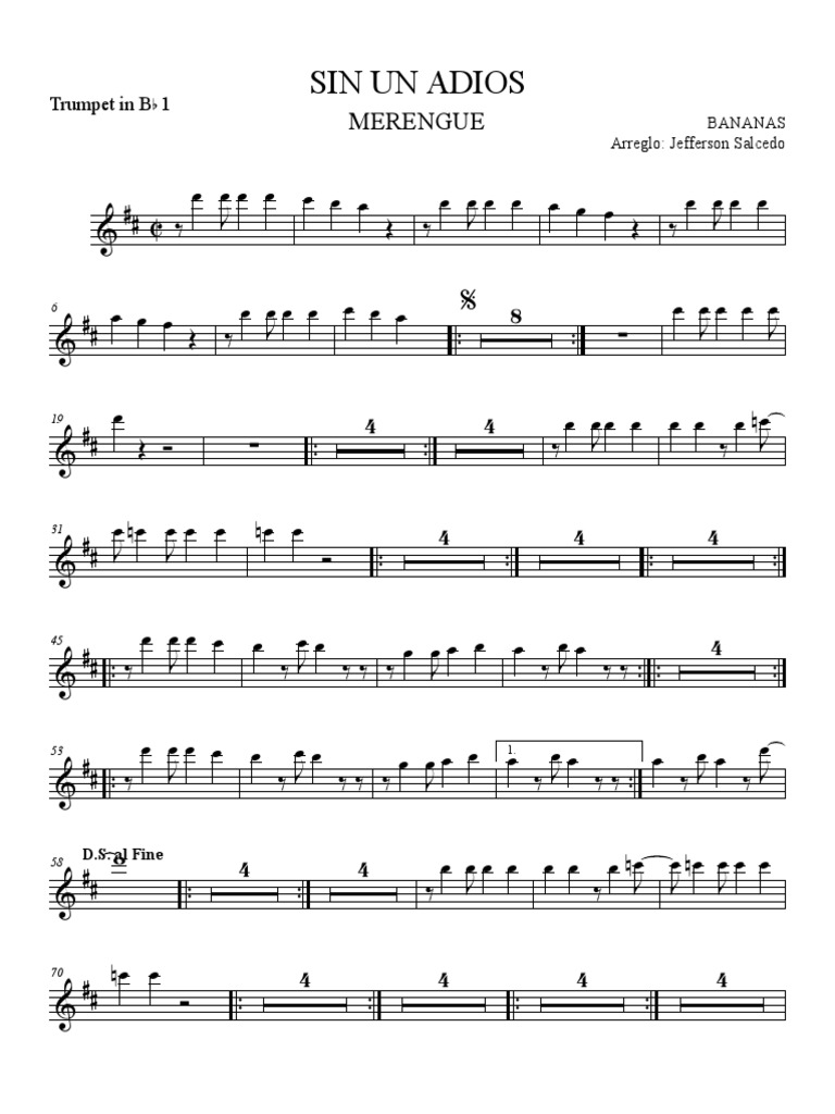 Sin Un Adios Trumpet In Bb 1 Pdf