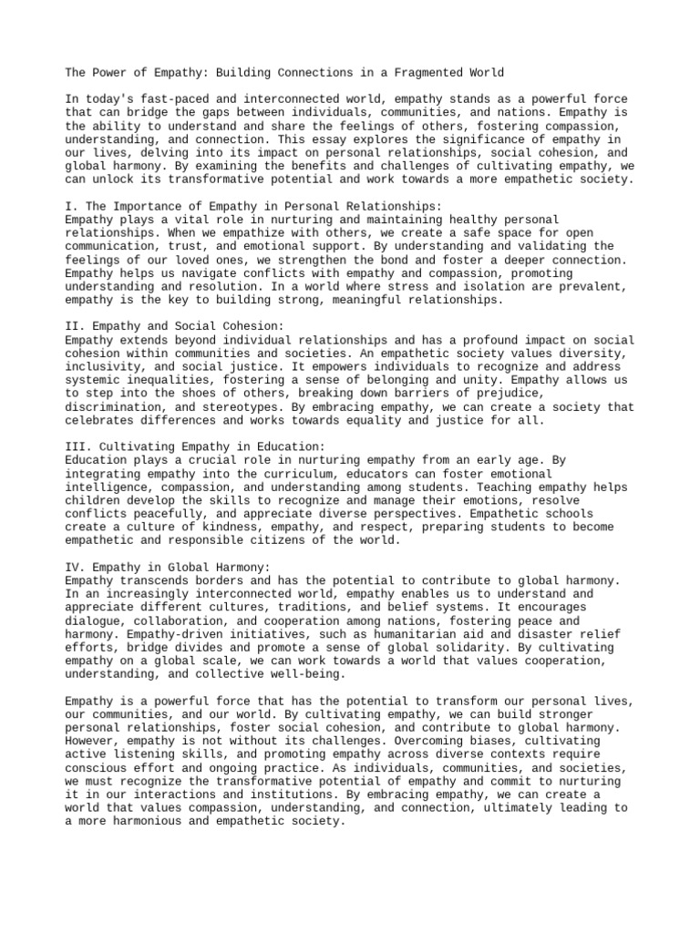 The Power Of Empathy Pdf Empathy Compassion