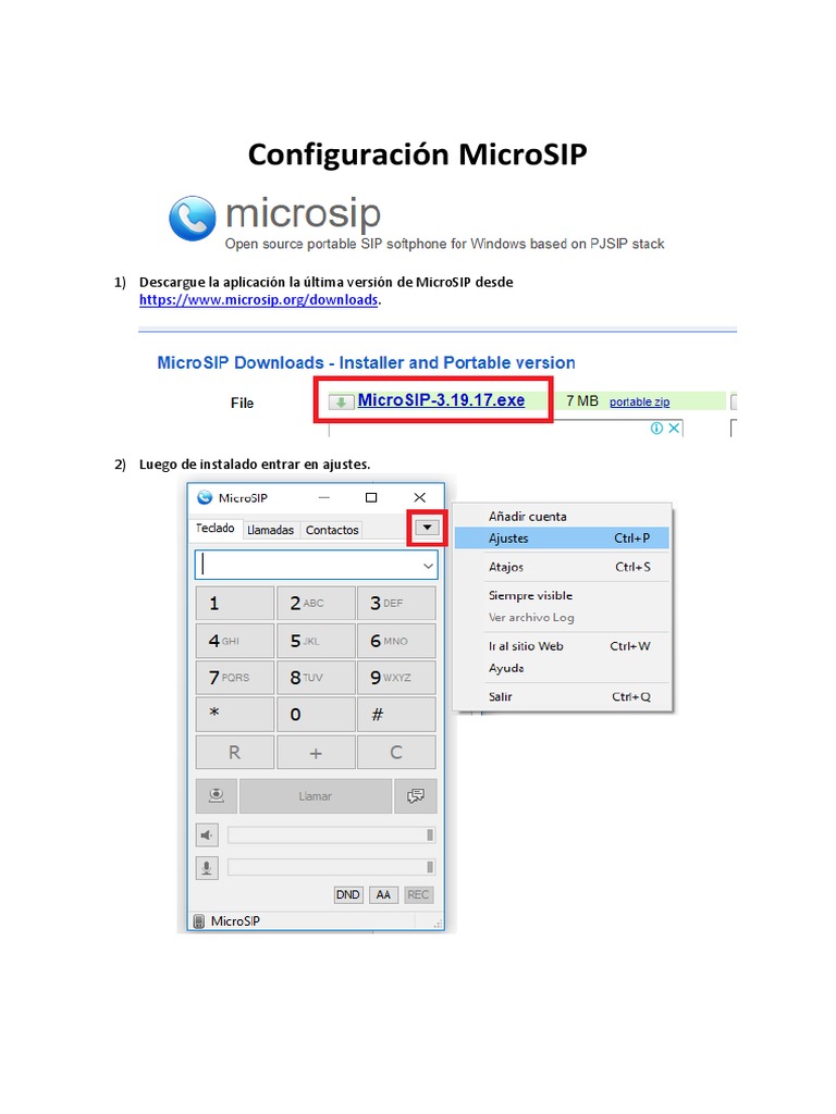 Guía para Descargar y Configurar MicroSIP | PDF