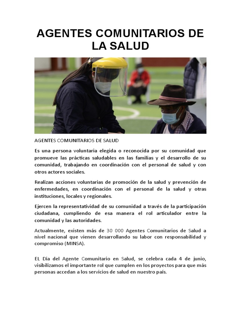Rol y funciones de agentes comunitarios de salud | PDF | Vejez | Comunidad