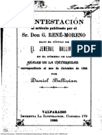 Contestación A René-Moreno. Daniel Ballivián. 1895