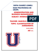 Classification of Agreements. Daniela Sofia Suarez Lomeli. Ag 101