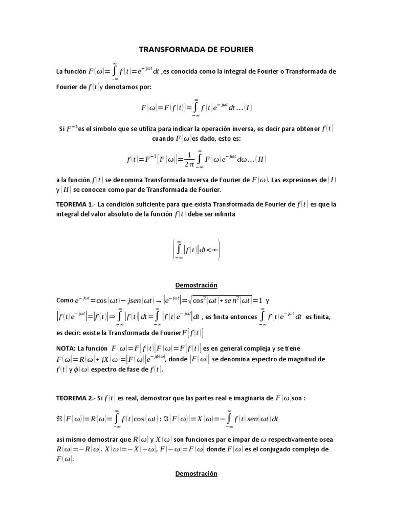 Transformada De Fourier Pdf