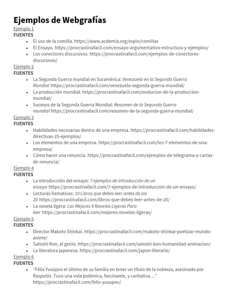 Ejemplos Prácticos de Webgrafías | PDF | Finanzas y dinero