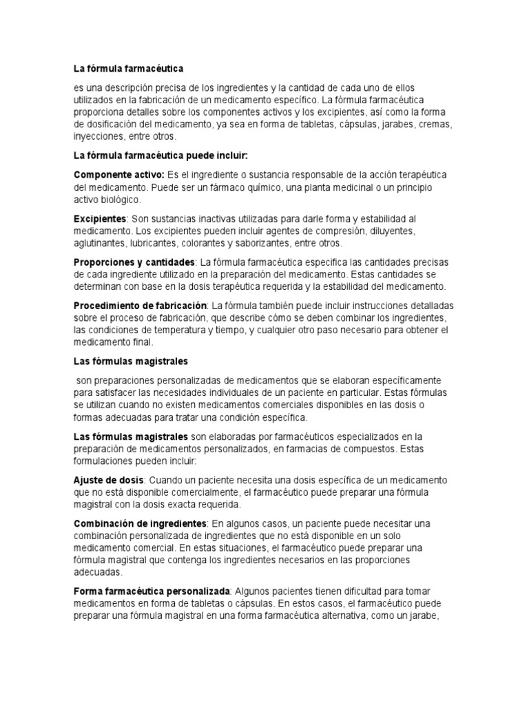 La Fórmula Farmacéutica | PDF | Medicamentos con receta | Farmacéutico
