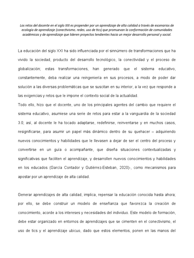 Retos del Docente en la Educación Digital | PDF | Plan de estudios ...