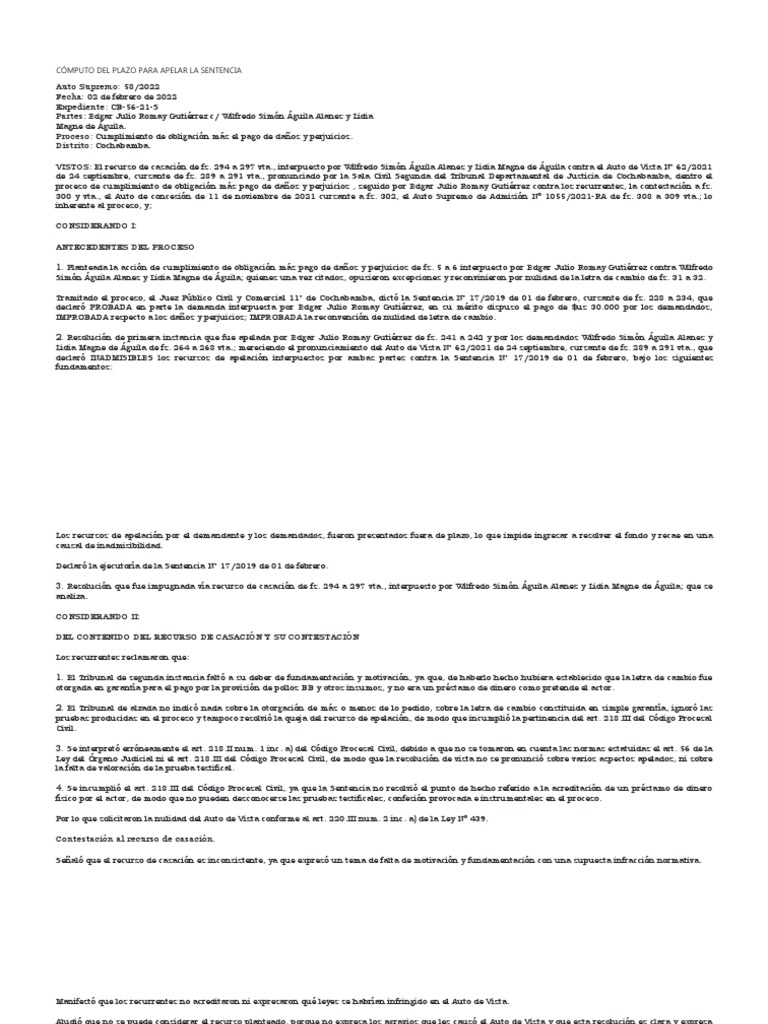 Cómputo Del Plazo para Apelar La Sentencia | PDF | Apelación | Ley procesal