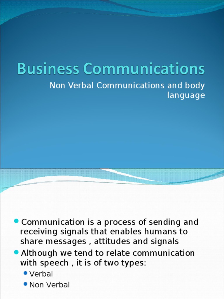Non Verbal Communications and Body Language | PDF | Career & Growth ...
