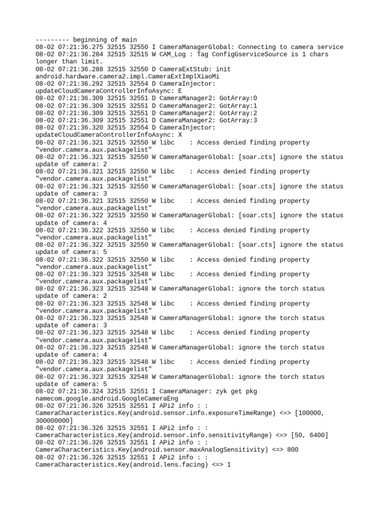 Camera Service Connection Log | PDF | Software Engineering | Computer ...