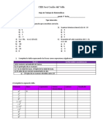 Hoja de Trabajo de Matemáticas