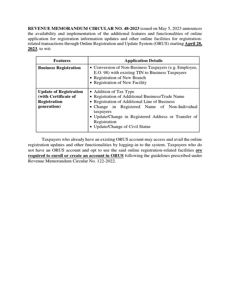 RMC No. 48-2023 | PDF | Finance & Money Management