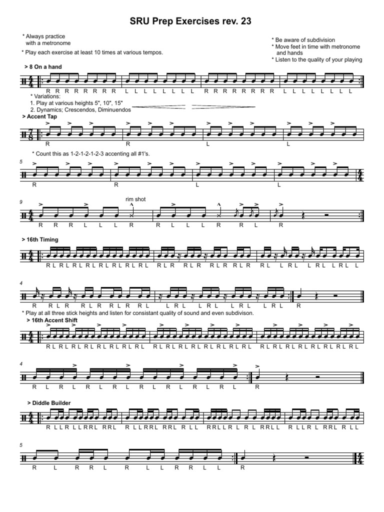 SRU Battery Exercises PDF Performing Arts Musical Techniques