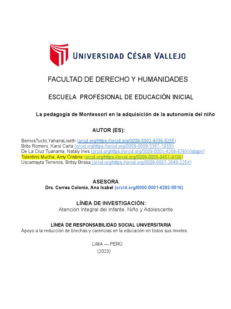 Autonomía Infantil en el Método Montessori | PDF | Educación Montessori ...
