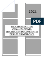 Procedimiento de Canalizaciones Electricas y de Corrientes Debiles Grimelec Spa