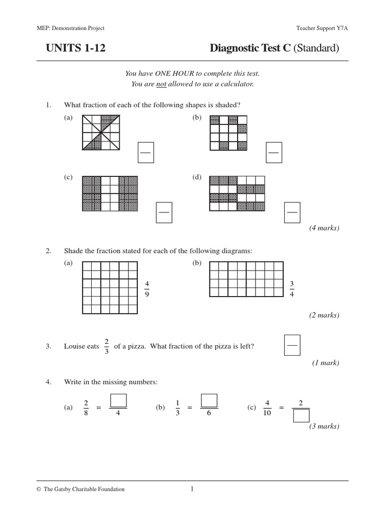 Year 7 Diagnostic Math Test C | PDF