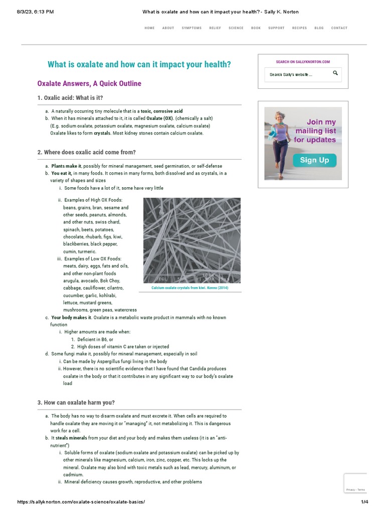 What Is Oxalate and How Can It Impact Your Health Sally K. Norton