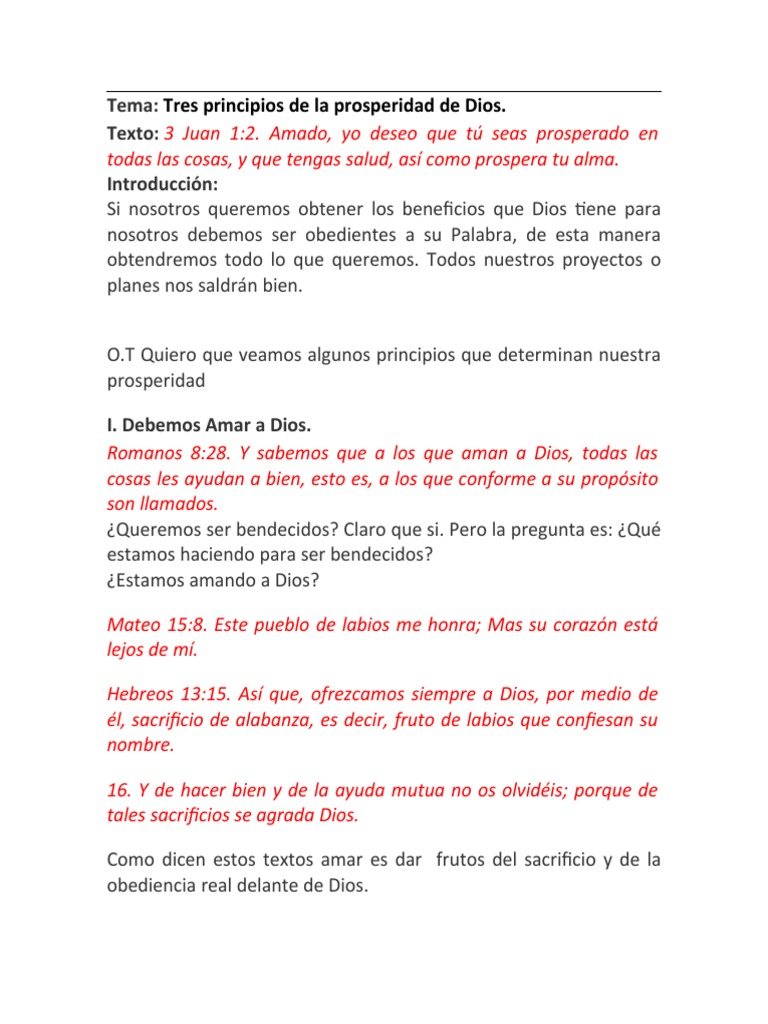 Tres Principios de La Prosperidad de Dios. | PDF | Dios | Amor