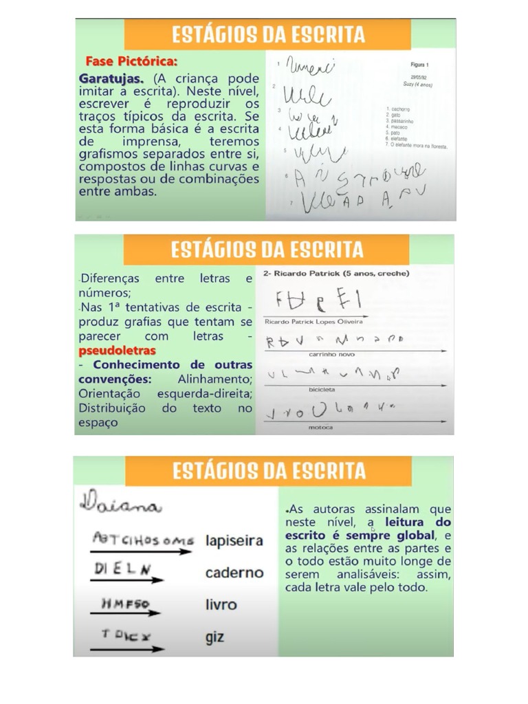 Psicogênese Da Escrita - Níveis de Escrita | PDF