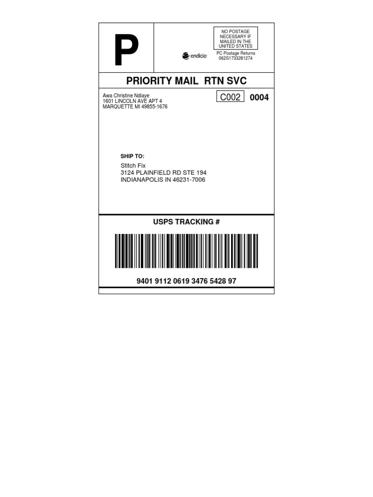 USPS Priority Mail Return Label | PDF