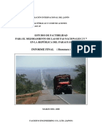Estudio de Factibilidad para El Mejoramiento de Las Rutas Nacionales 2 Y 7 en La República Del Paraguay