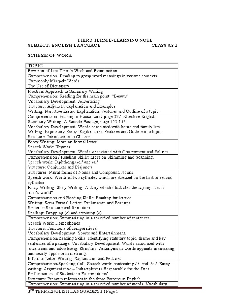 3rd Term s1 English Language | PDF | Clause | Adjective