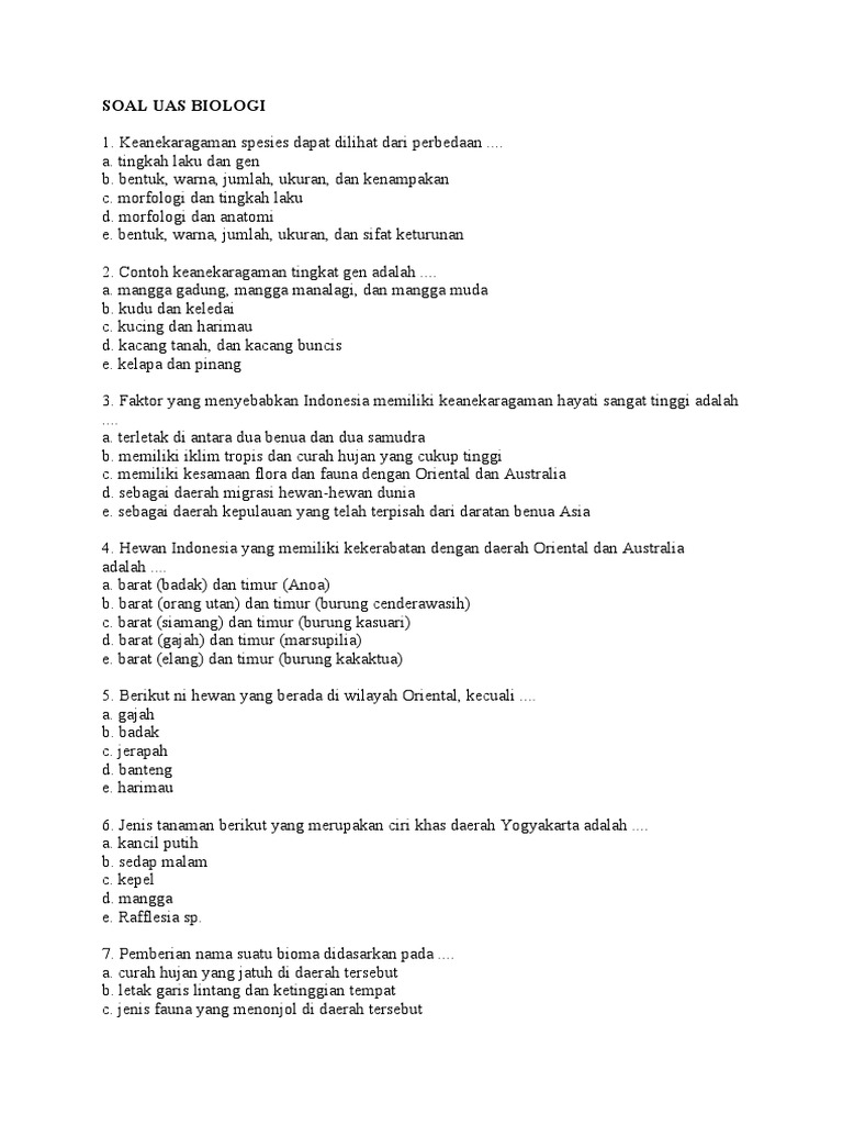 Menguasai Dunia Hewan: Kumpulan Contoh Soal UAS Biologi Kelas X Semester 2 (Animalia)