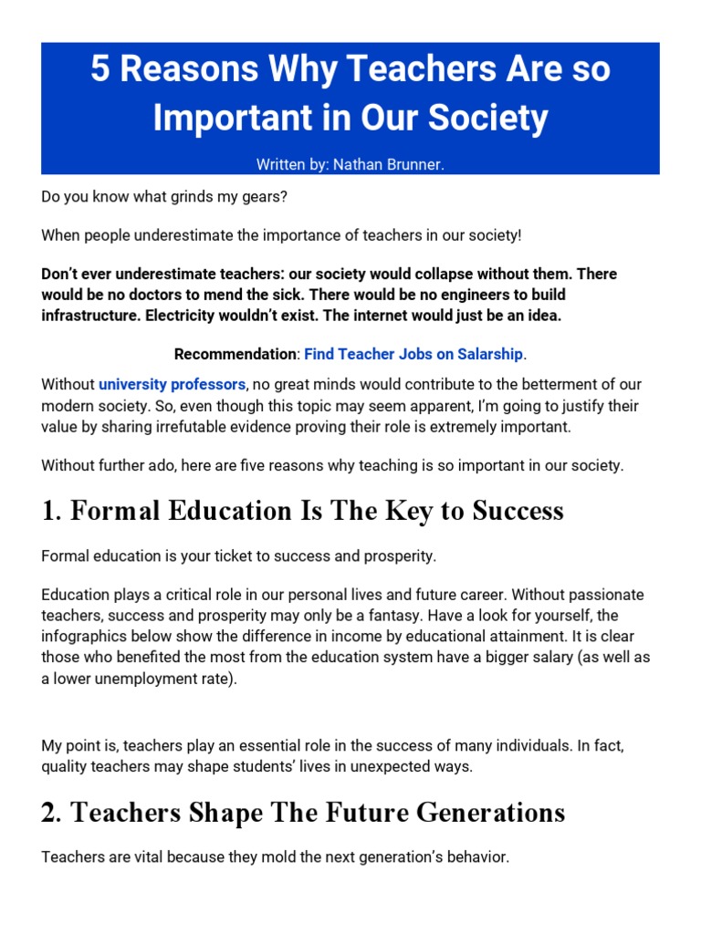 5 Key Roles of Teachers in Society | PDF | Teachers | Mathematics