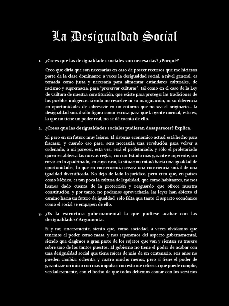 La Desigualdad Social | PDF | Desigualdad social | Discriminación y ...