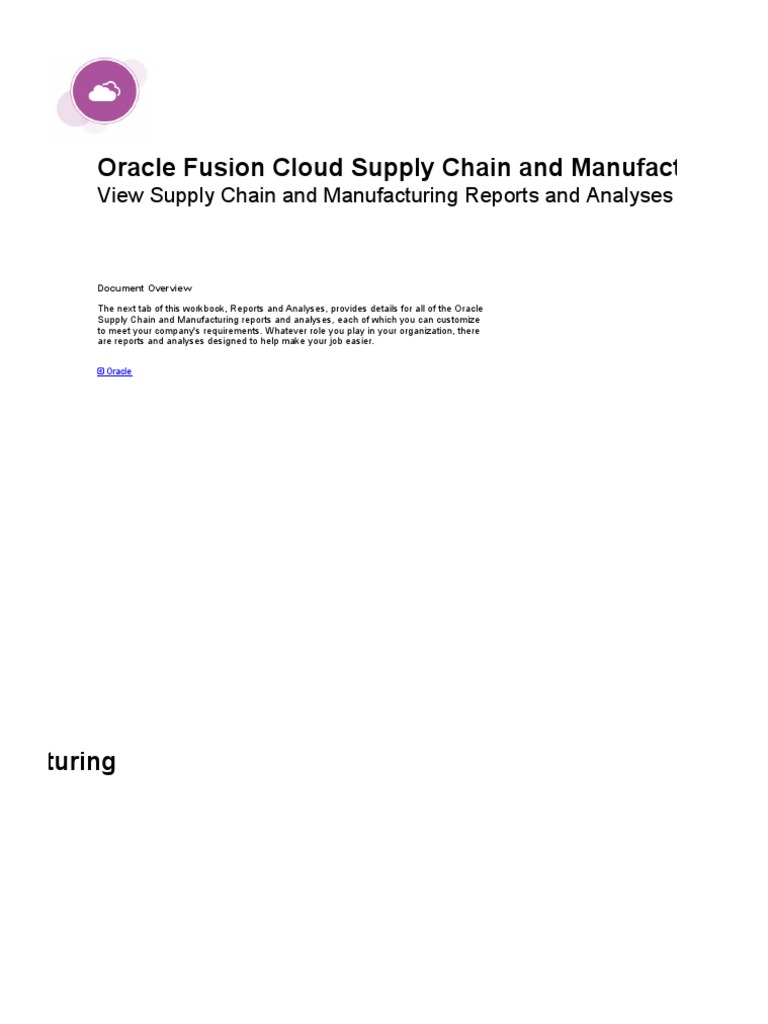 Oracle SCM Report Overview Guide | PDF | Supply Chain Management ...