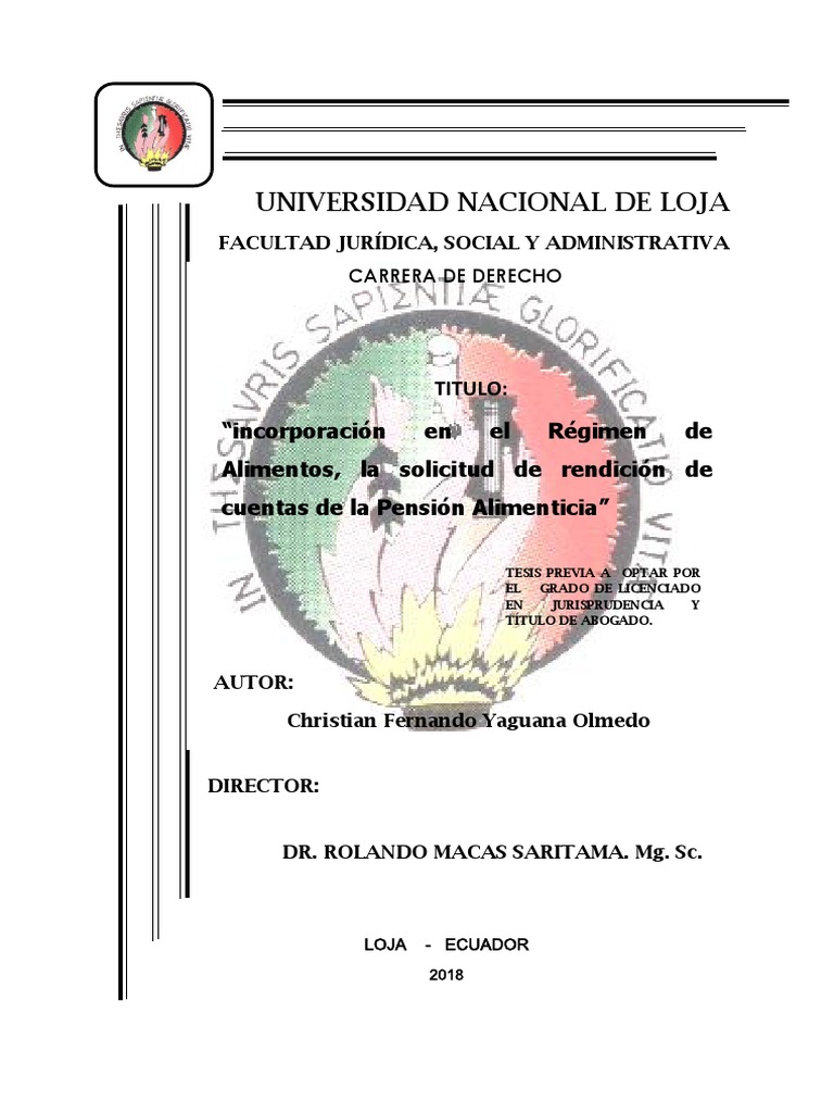 Christian Fernando Yaguana Olmedo Pdf Familia Pensión Alimenticia