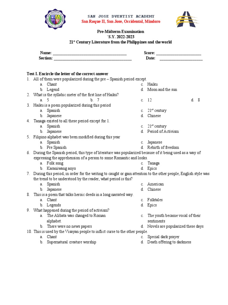 Grade 11 Exam PDF Writing