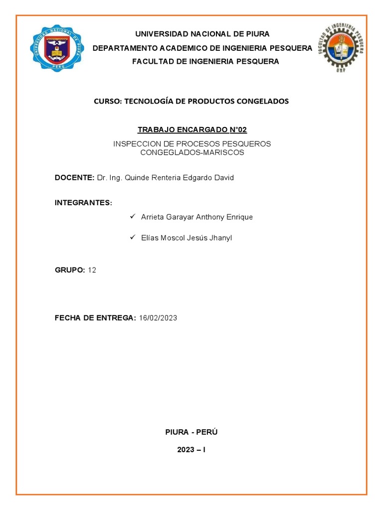 Inspección de Procesos de Mariscos Congelados | PDF | Seguridad ...