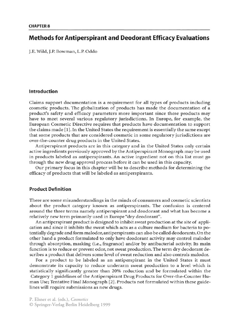 Methods For Antiperspirant and Deodorant Efficacy Evaluations PDF